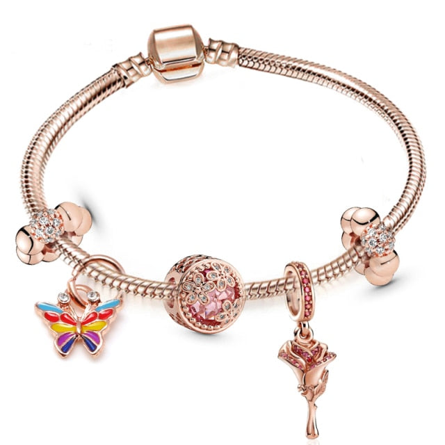 Bracelet de Charme fantaisie Acier inoxydable couleur rose