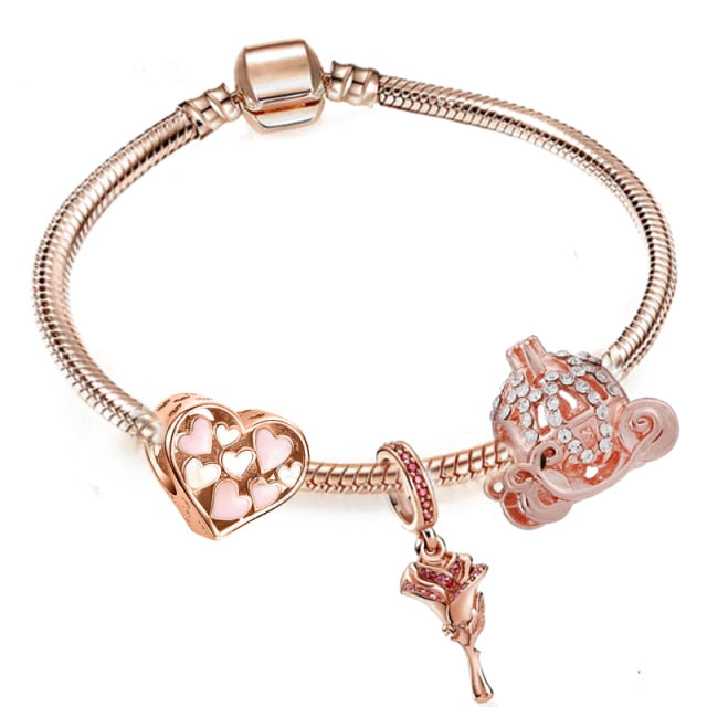 Bracelet de Charme fantaisie Acier inoxydable couleur rose