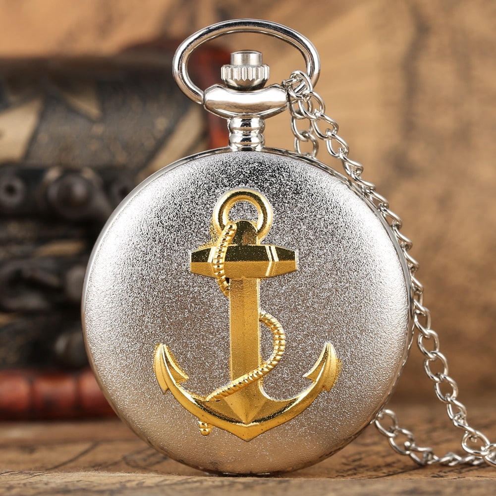 3D Rope Silver/Bronze Sailing Design Quartz Pocket Watch Necklace Pendant Chain FOB Watch Jewelry for Men Women as Collectibles