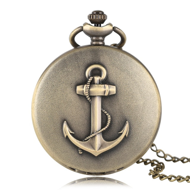 3D Rope Silver/Bronze Sailing Design Quartz Pocket Watch Necklace Pendant Chain FOB Watch Jewelry for Men Women as Collectibles