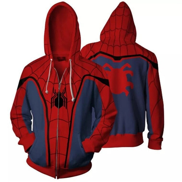 Hiver Homecoming Scarlet Spider Zip Up Man Hoodies Sweatshirts Far From Home Spider Superhero Cosplay Hooded Zipper jacket