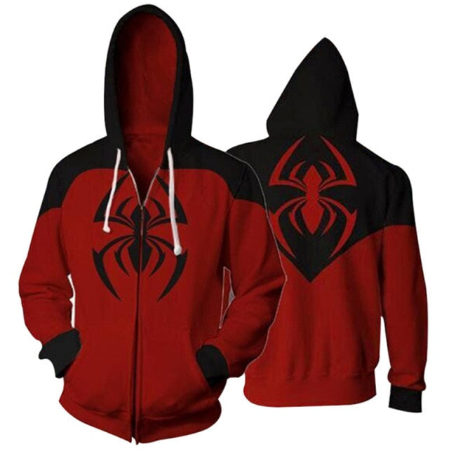 Hiver Homecoming Scarlet Spider Zip Up Man Hoodies Sweatshirts Far From Home Spider Superhero Cosplay Hooded Zipper jacket