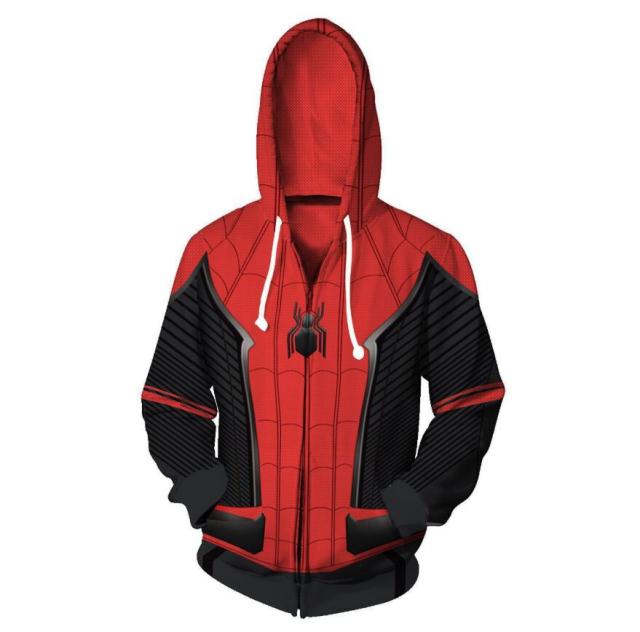 Hiver Homecoming Scarlet Spider Zip Up Man Hoodies Sweatshirts Far From Home Spider Superhero Cosplay Hooded Zipper jacket