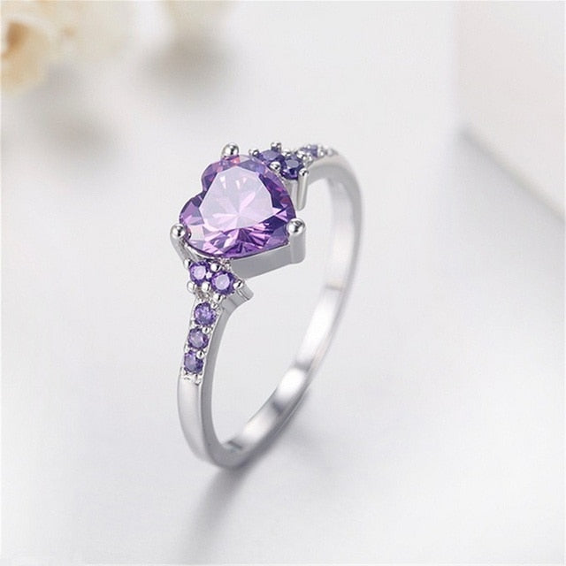 Simple Heart Ring Women Rhinestone Cute Finger Rings Wedding Engagement Birthday Gift For Girlfriend Zircon Stone Jewelry