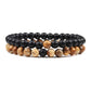 Set Bracelet Couples Distance Black White Natural Lava Stone Tiger Eye Beaded Yoga Bracelets for Men Women Elastic Rope Jewelry