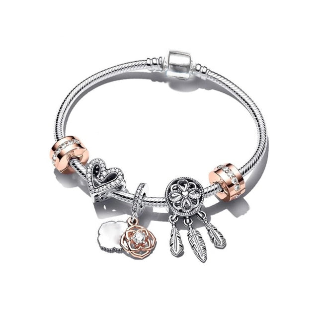 Bracelet de Charme fantaisie Acier inoxydable couleur rose