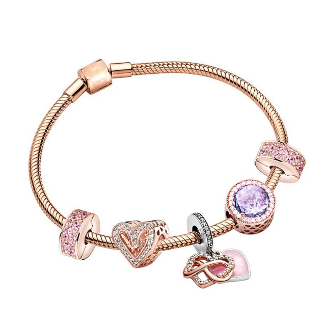 Bracelet de Charme fantaisie Acier inoxydable couleur rose