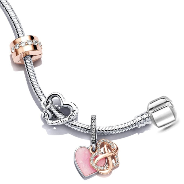 Bracelet de Charme fantaisie Acier inoxydable couleur rose