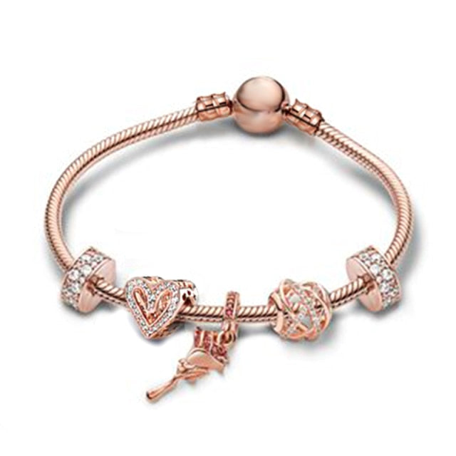 Bracelet de Charme fantaisie Acier inoxydable couleur rose