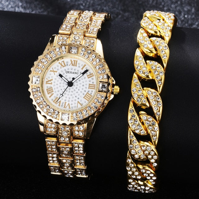 Diamond Women Watches Gold Watch Ladies Wrist Watches Luxury Brand Rhinestone Women&#39;s Bracelet Watches Female Relogio Feminino