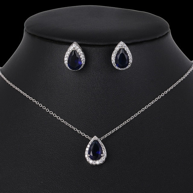 Nigerian Water Drop Cubic Zirconia Wedding Jewelry Sets inlay Luxury Crystal Bridal Jewelry Set Gifts For Bridesmaids AS099