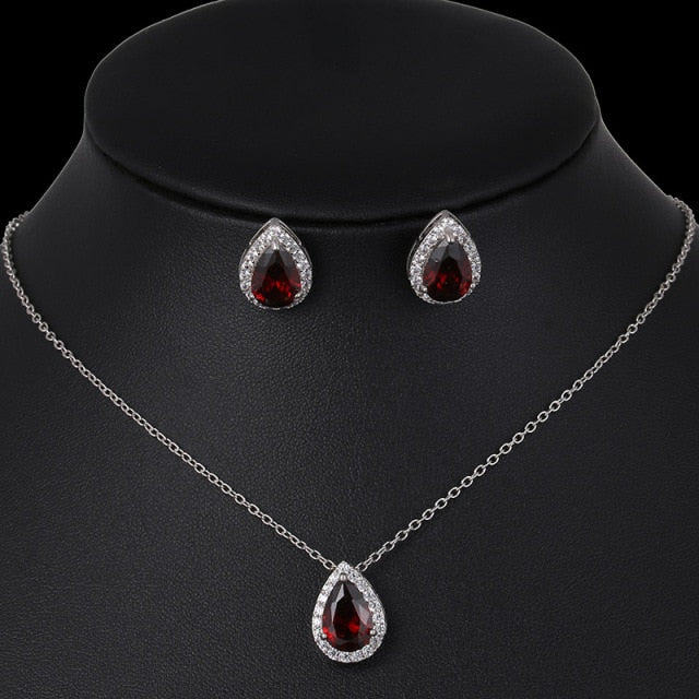 Nigerian Water Drop Cubic Zirconia Wedding Jewelry Sets inlay Luxury Crystal Bridal Jewelry Set Gifts For Bridesmaids AS099