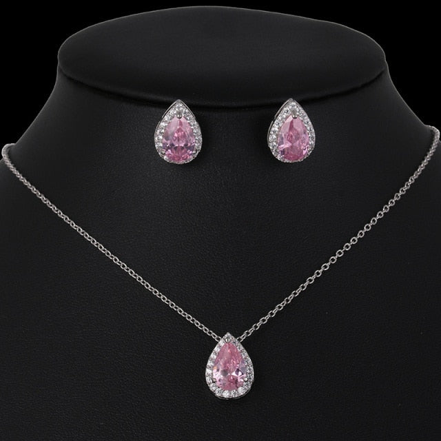 Nigerian Water Drop Cubic Zirconia Wedding Jewelry Sets inlay Luxury Crystal Bridal Jewelry Set Gifts For Bridesmaids AS099