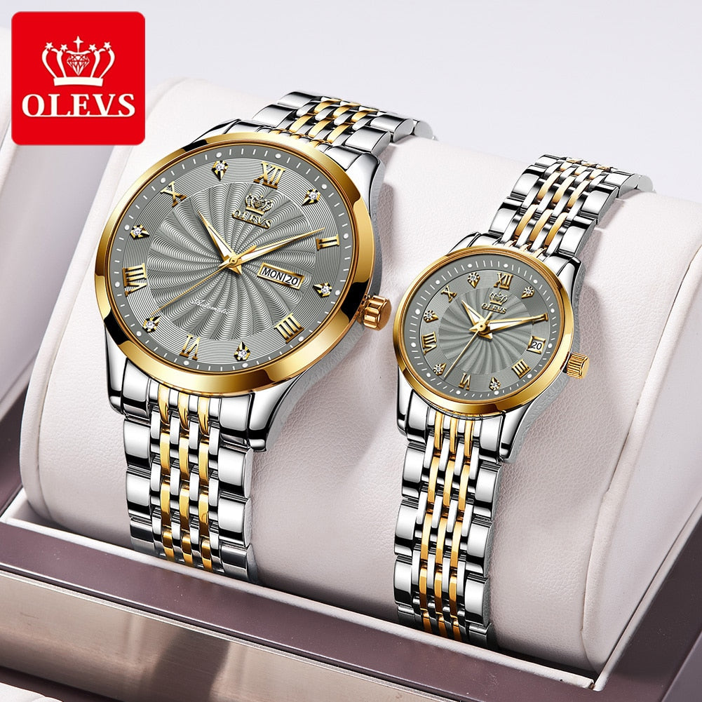 OLEVS Fashion Lovers Watches Brand Luxury Automatic Mechanical Watch Stainless Steel Waterproof Couple Watch relogio masculino