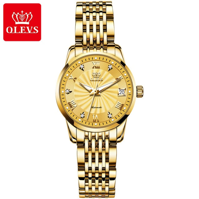 OLEVS Fashion Lovers Watches Brand Luxury Automatic Mechanical Watch Stainless Steel Waterproof Couple Watch relogio masculino