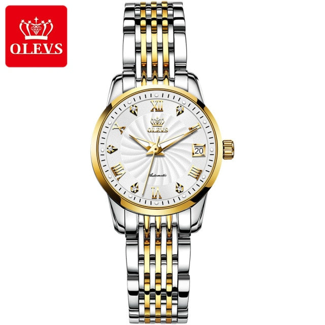 OLEVS Fashion Lovers Watches Brand Luxury Automatic Mechanical Watch Stainless Steel Waterproof Couple Watch relogio masculino