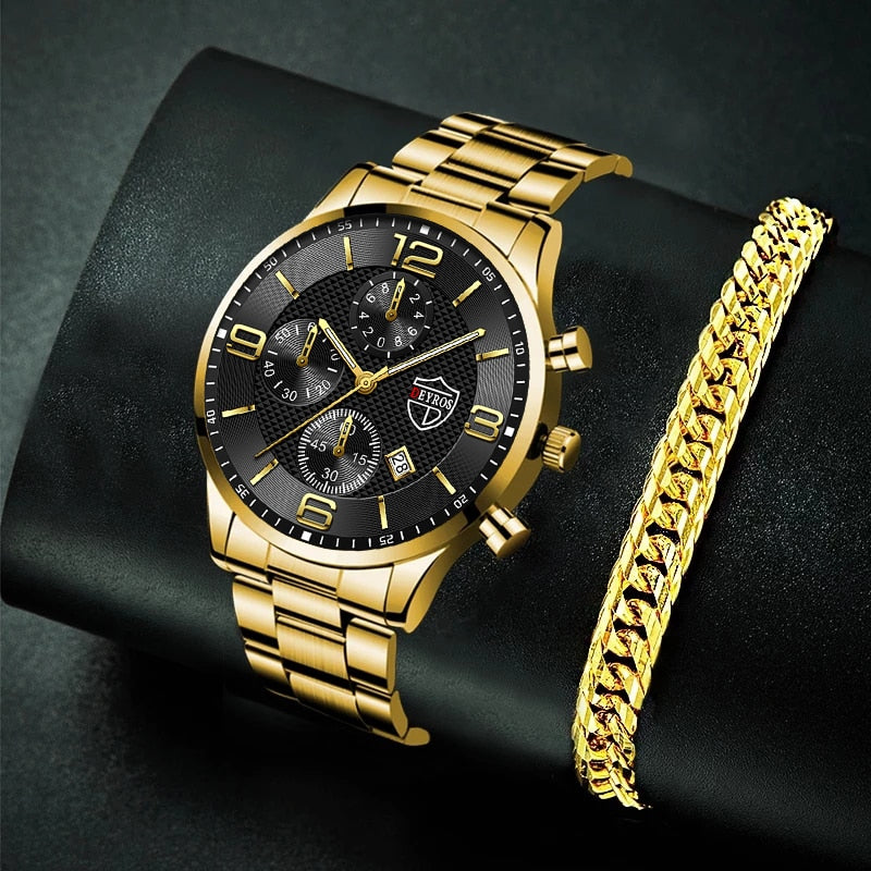 Mens Luxury Business Watches Stainless Steel Quartz Wrist Watch Male Sports Bracelet Calendar Luminous Clock relogio masculino